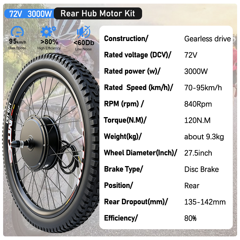 72V 3000W MTX 림 전기 자전거 변환 키트 E - 72V 5000W Hub Motor Kit 리뷰 및 가격